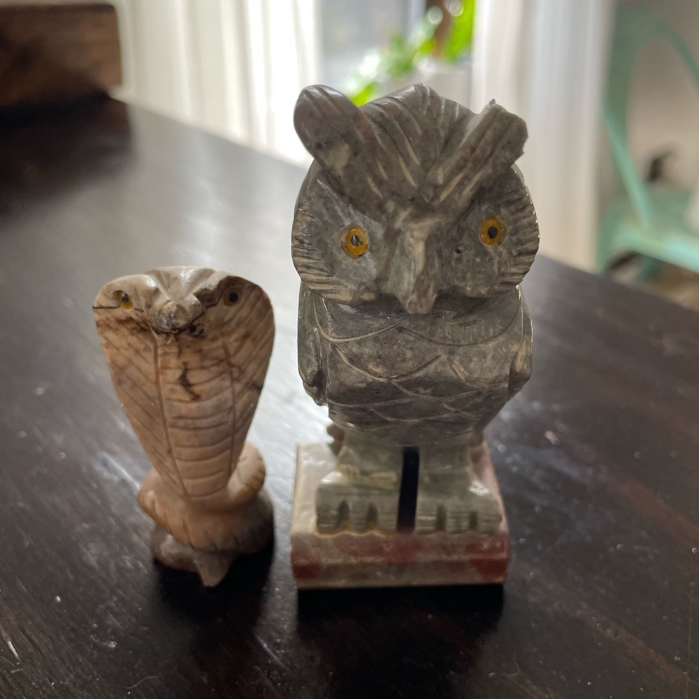 Hand carved stone miniature animal statues
